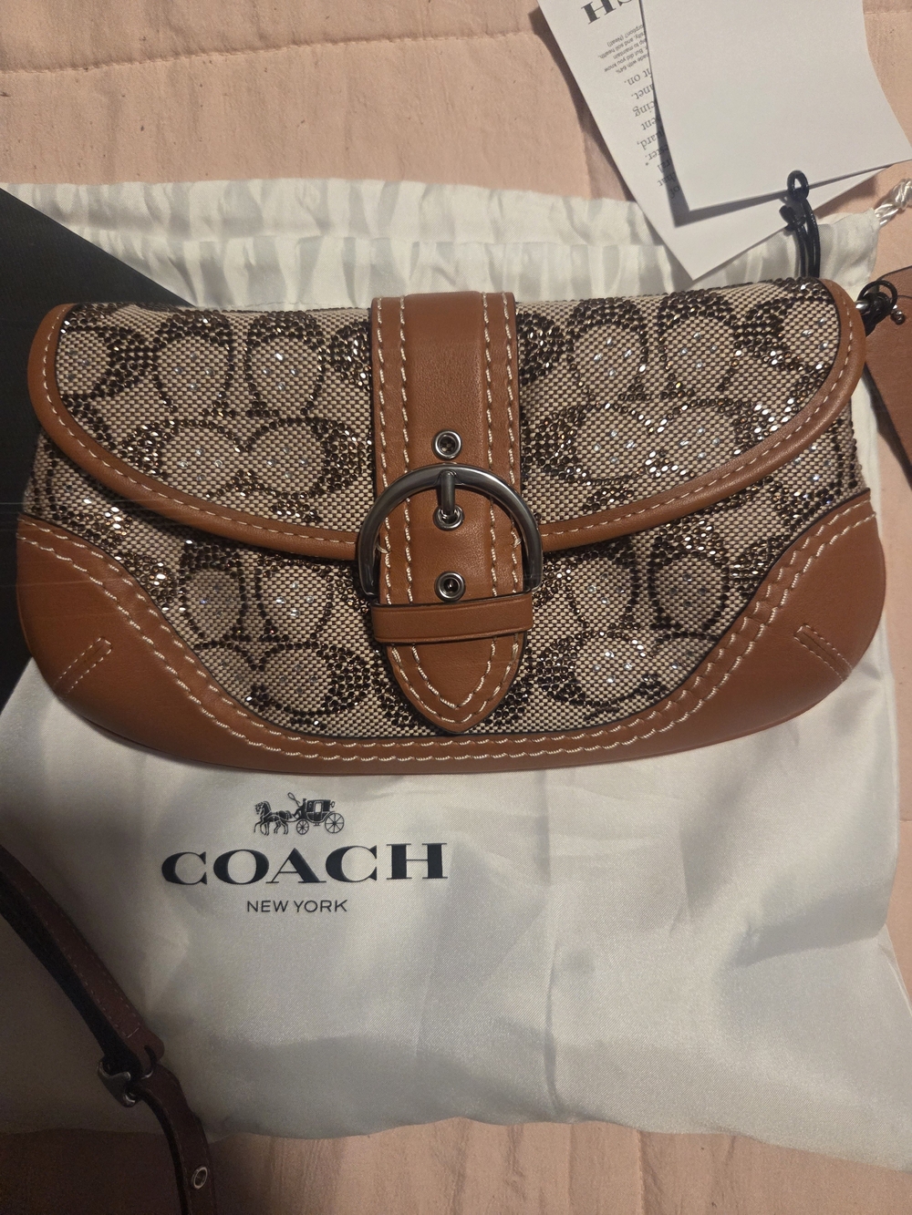 Coach Tan Signature Canvas Clutch - Picture 1 of 6